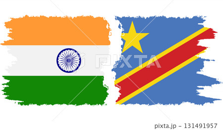 Congo - Kinshasa and India grunge flags connection vector Congo - Kinshasa and India grunge flags connection vector 131491957