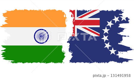 Cook Islands and India grunge flags connection vector Cook Islands and India grunge flags connection vector 131491958