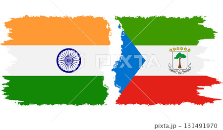 Equatorial Guinea and India grunge flags connection vector 131491970
