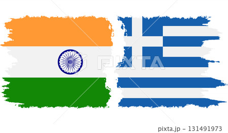 Greece and India grunge flags connection vector 131491973