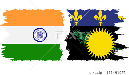 Guadeloupe and India grunge flags connection vector 131491975