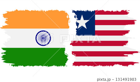 Liberia and India grunge flags connection vector Liberia and India grunge flags connection vector 131491983
