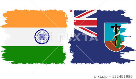 Montserrat and India grunge flags connection vector Montserrat and India grunge flags connection vector 131491989