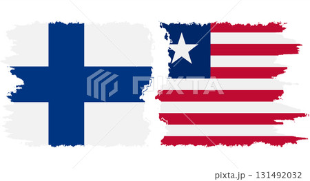 Liberia and Finland grunge flags connection vector 131492032