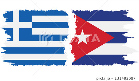 Cuba and Greece grunge flags connection vector 131492087