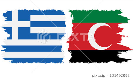 Darfur and Greece grunge flags connection vector 131492092