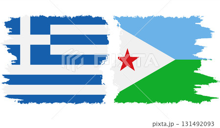 Djibouti and Greece grunge flags connection vector 131492093