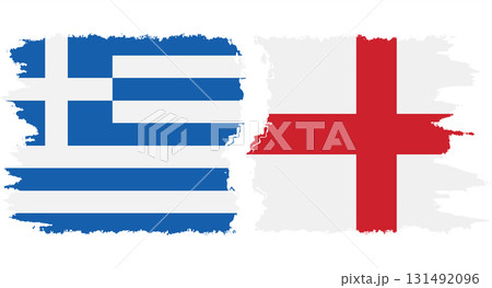 England and Greece grunge flags connection vector 131492096