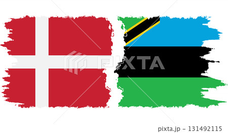 Zanzibar and Denmark grunge flags connection vector 131492115