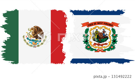 West Virginia and Mexico grunge brush flags connection vector 131492222