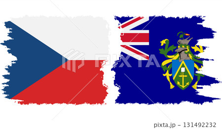 Pitcairn Islands and Czech grunge flags connection vector 131492232