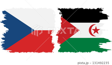 Western Sahara and Czech grunge flags connection vector 131492235