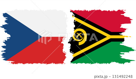 Vanuatu and Czech grunge flags connection vector 131492248