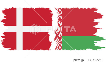 Belarusian and Denmark grunge flags connection vector 131492256