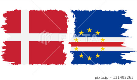 Cape Verde and Denmark grunge flags connection vector 131492263