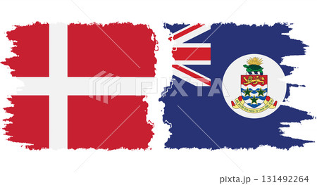 Cayman Islands and Denmark grunge flags connection vector 131492264