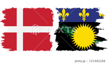 Guadeloupe and Denmark grunge flags connection vector 131492288