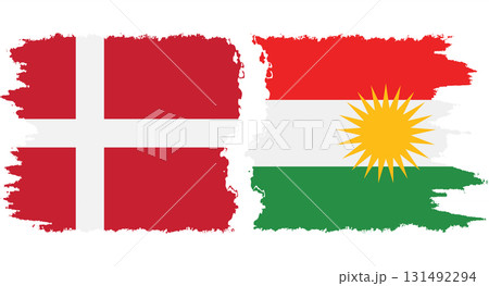 Kurdistan and Denmark grunge flags connection vector Kurdistan and Denmark grunge flags connection vector 131492294