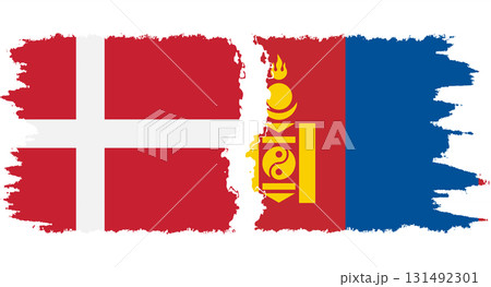 Mongolia and Denmark grunge flags connection vector 131492301
