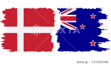 New Zealand and Denmark grunge flags connection vector 131492306