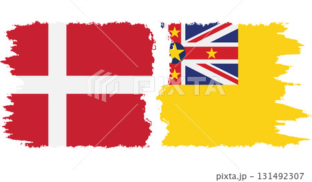 Niue and Denmark grunge flags connection vector 131492307