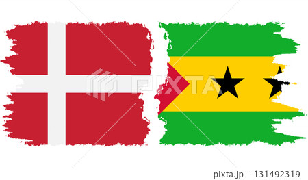 Sao Tome and Principe and Denmark grunge flags connection vector 131492319
