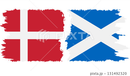 Scotland and Denmark grunge flags connection vector 131492320