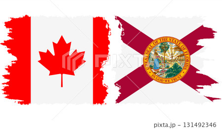 Florida and Canada grunge brush flags connection vector 131492346