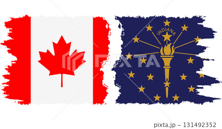 Indiana and Canada grunge brush flags connection vector 131492352