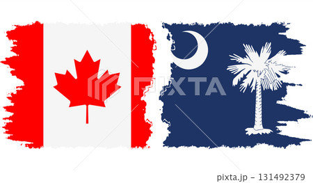 South Carolina and Canada grunge brush flags connection vector South Carolina and Canada grunge brush flags connection vector 131492379