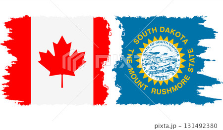 South Dakota and Canada grunge brush flags connection vector 131492380