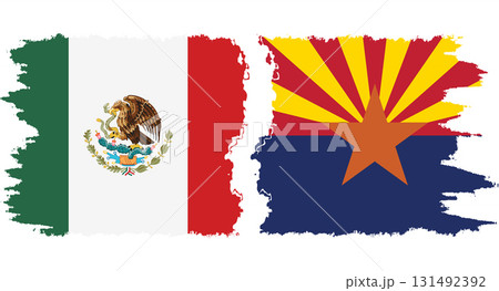 Arizona and Mexico grunge brush flags connection, vector Arizona and Mexico grunge brush flags connection, vector 131492392