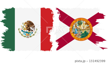 Florida and Mexico grunge brush flags connection vector 131492399