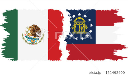 Georgia and Mexico grunge brush flags connection vector 131492400