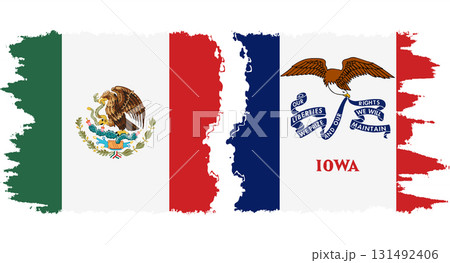 Iowa and Mexico grunge brush flags connection vector Iowa and Mexico grunge brush flags connection vector 131492406