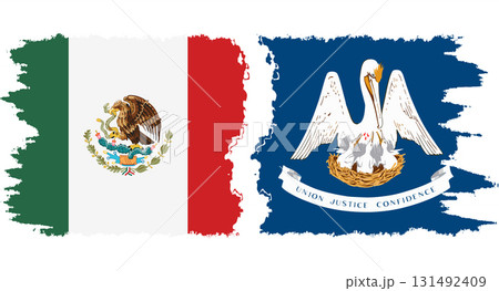 Louisiana and Mexico grunge brush flags connection vector 131492409