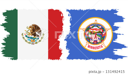 Minnesota and Mexico grunge brush flags connection vector old Minnesota and Mexico grunge brush flags connection vector old 131492415