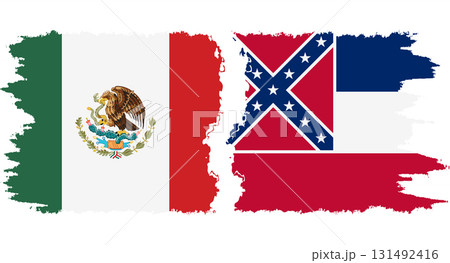 Mississippi and Mexico grunge brush flags connection vector Mississippi and Mexico grunge brush flags connection vector 131492416