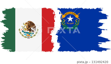 Nevada and Mexico grunge brush flags connection vector Nevada and Mexico grunge brush flags connection vector 131492420