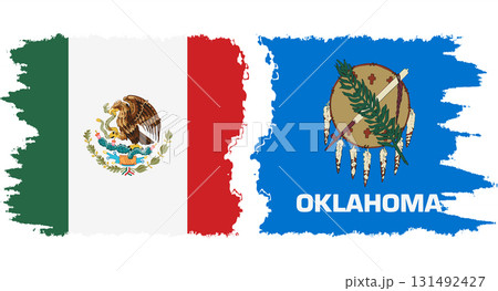 Oklahoma and Mexico grunge brush flags connection vector Oklahoma and Mexico grunge brush flags connection vector 131492427