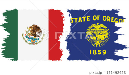 Oregon and Mexico grunge brush flags connection vector Oregon and Mexico grunge brush flags connection vector 131492428