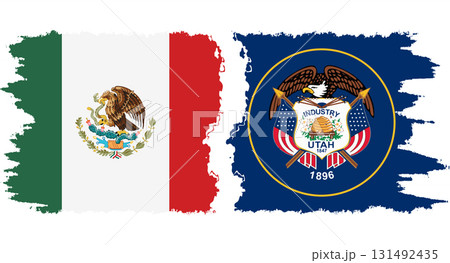 Utah and Mexico grunge brush flags connection vector 131492435