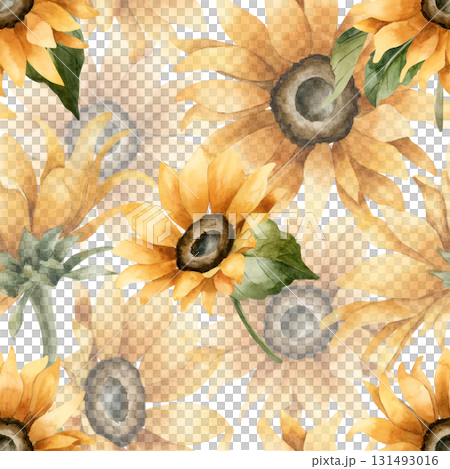 Sunflower Autumn garden yellow flowers. Watercolor hand painted floral seamless pattern on white background for fall design cozy prints cute home kitchen table textile fabric wrapping paper wallpaper Sunflower Autumn garden yellow flowers. Watercolor hand painted floral seamless pattern on white background for fall design cozy prints cute home kitchen table textile fabric wrapping paper wallpaper 131493016