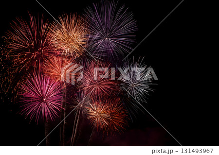 Fireworks display with a black background 131493967