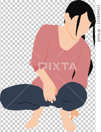 しゃがんでいる女性のイラスト 131494421