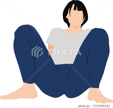 しゃがんでいる女性のイラスト 131494422