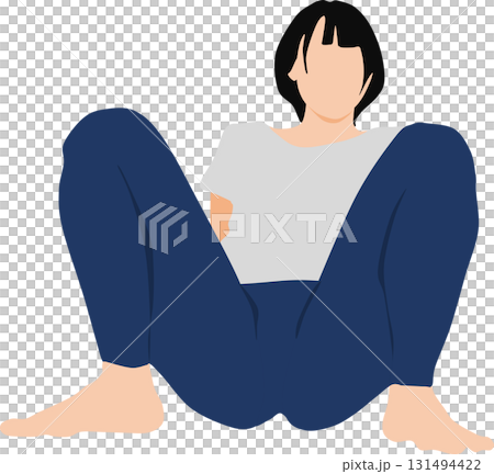 Illustration of a woman squatting 131494422