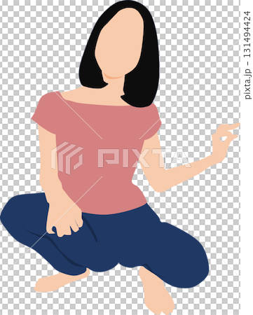 Illustration of a woman squatting 131494424