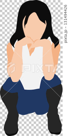 Illustration of a woman squatting 131494426