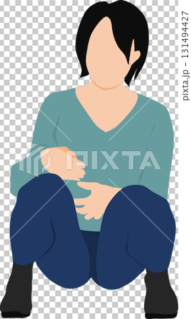 Illustration of a woman squatting Illustration of a woman squatting 131494427
